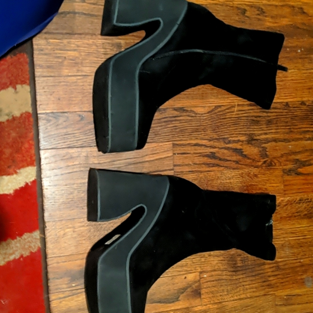 Koi footwear black suede boots w/ chunky heel